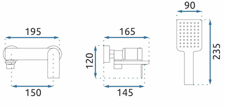 BATERIA WANNOWA MY1902-3RGG STORM MIEDŹ SZCZOTKOWA