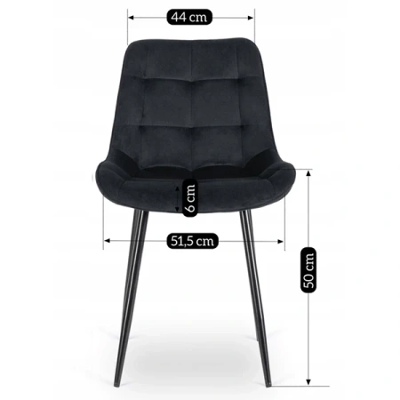 Krzesło CHRIS Czarne Welurowe