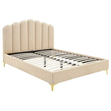 Łóżko 160x200 GEMINI Beżowe Welurowe