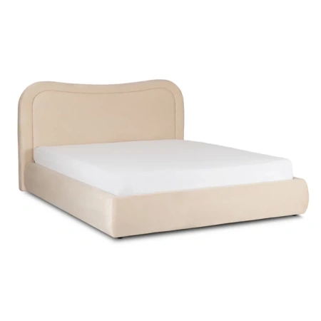 Łóżko 160x200 HAGA Kremowe Welurowe Z Pojemnikiem