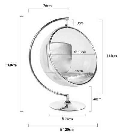 Fotel BUBBLE STAND poduszka żółta - podstawa chrom, korpus akryl, poduszka wełna