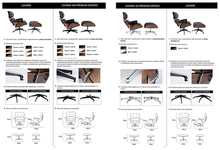 Fotel LOUNGE HM SOFT PREMIUM SZEROKI z podnóżkiem czarny  - sklejka orzech, skóra naturalna