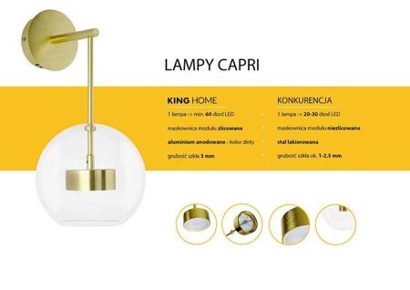 Lampa ścienna CAPRI WALL 1 złota