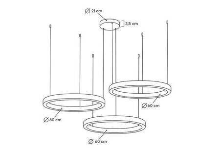 Lampa wisząca RING 60 + 60 + 60 złota na jednej podsufitce