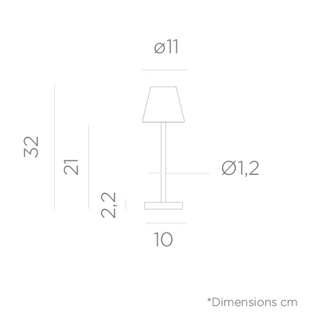 NEW GARDEN lampa stołowa LOLA SLIM 30 BATTERY brass