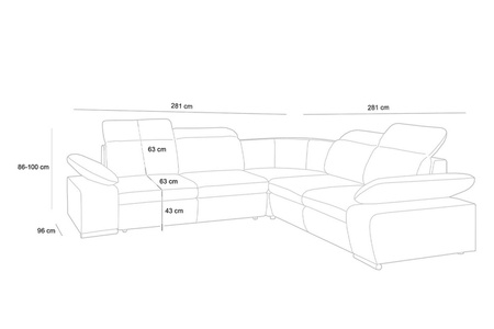 Narożnik CONTINENTAL M z funkcją spania - I grupa tkanin