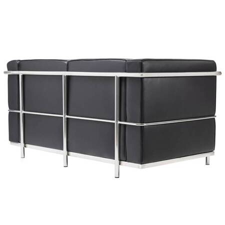 Sofa dwuosobowa SOFT LC2 czarna - włoska skóra naturalna, metal