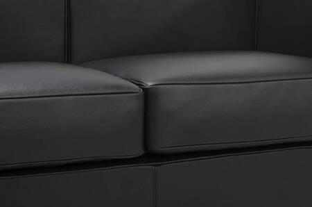 Sofa dwuosobowa SOFT LC2 czarna - włoska skóra naturalna, metal